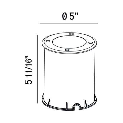 Architectural Outdoor LED Inground Light - line drawing.