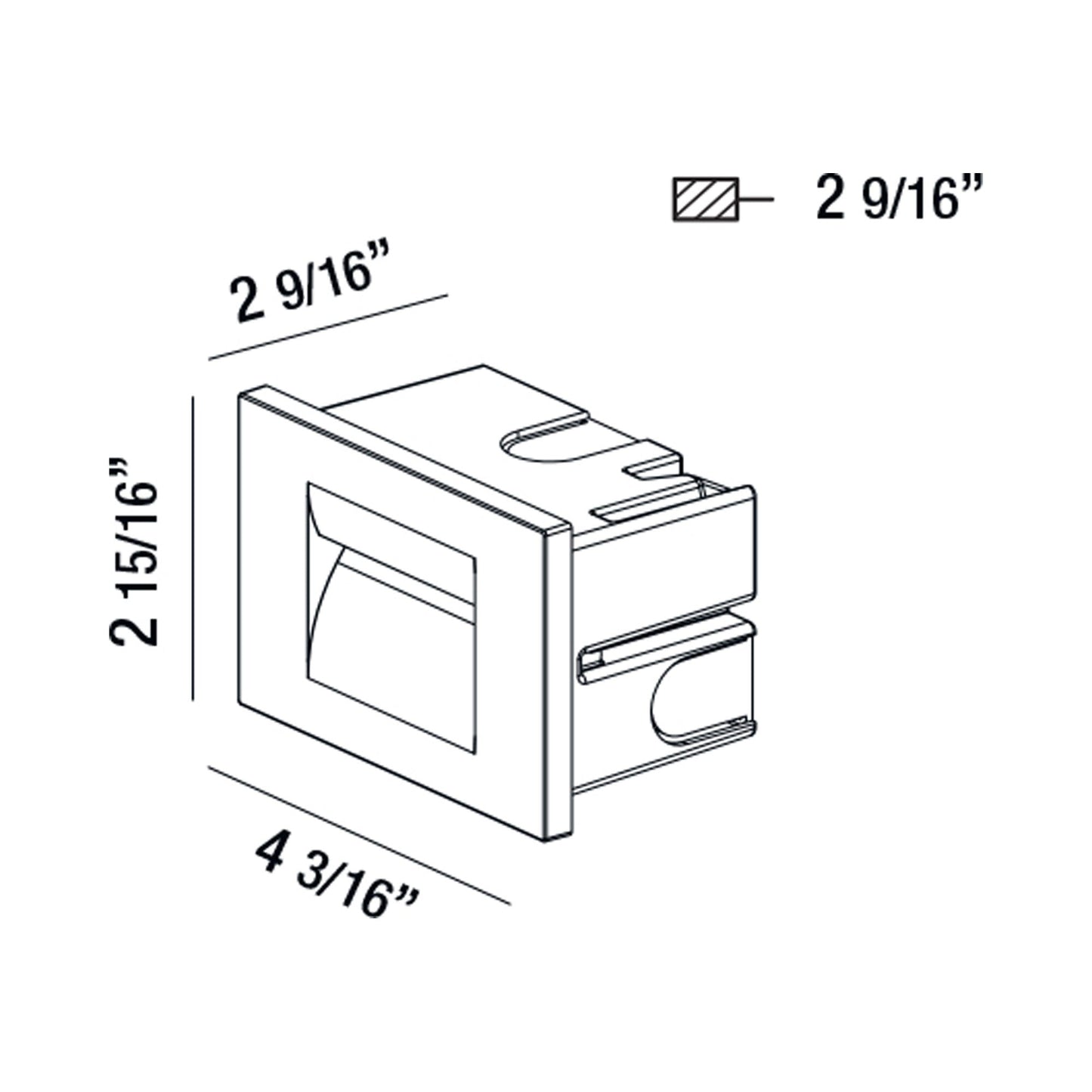 Architectural Outdoor LED Rectangle Wall Light - line drawing.