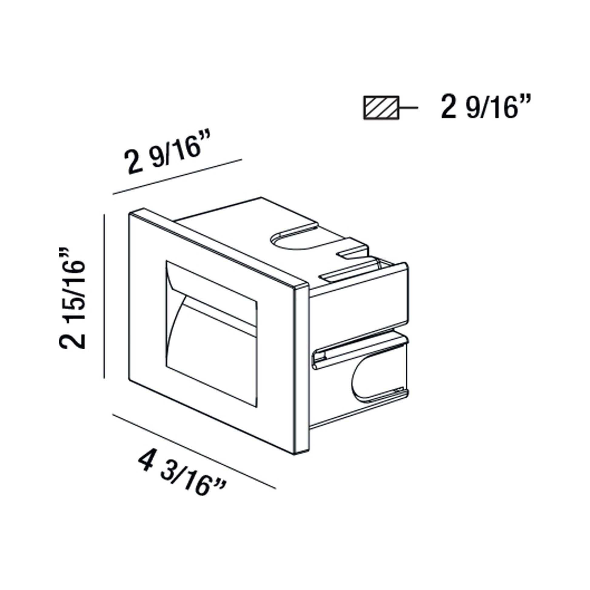 Architectural Outdoor LED Rectangle Wall Light - line drawing.