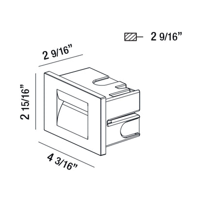 Architectural Outdoor LED Rectangle Wall Light - line drawing.