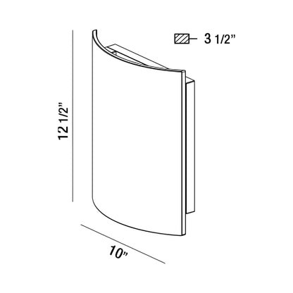 Architectural Outdoor LED Tall Wall Light - line drawing.