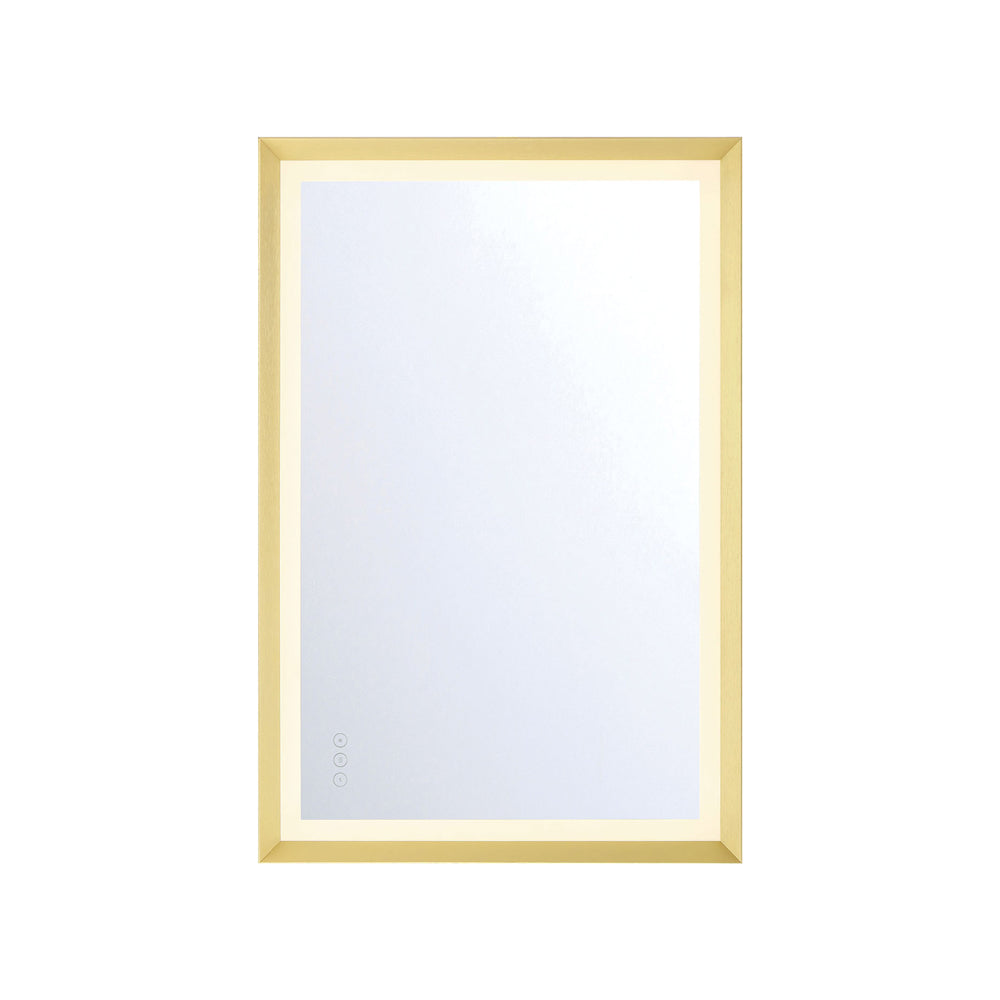 Artell Rectangle LED Wall Mirror in Gold (36-Inch).