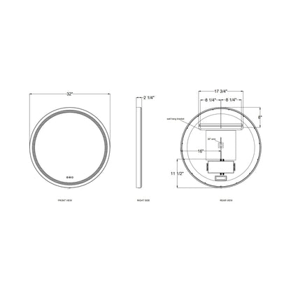 Artell Round LED Wall Light - line drawing.