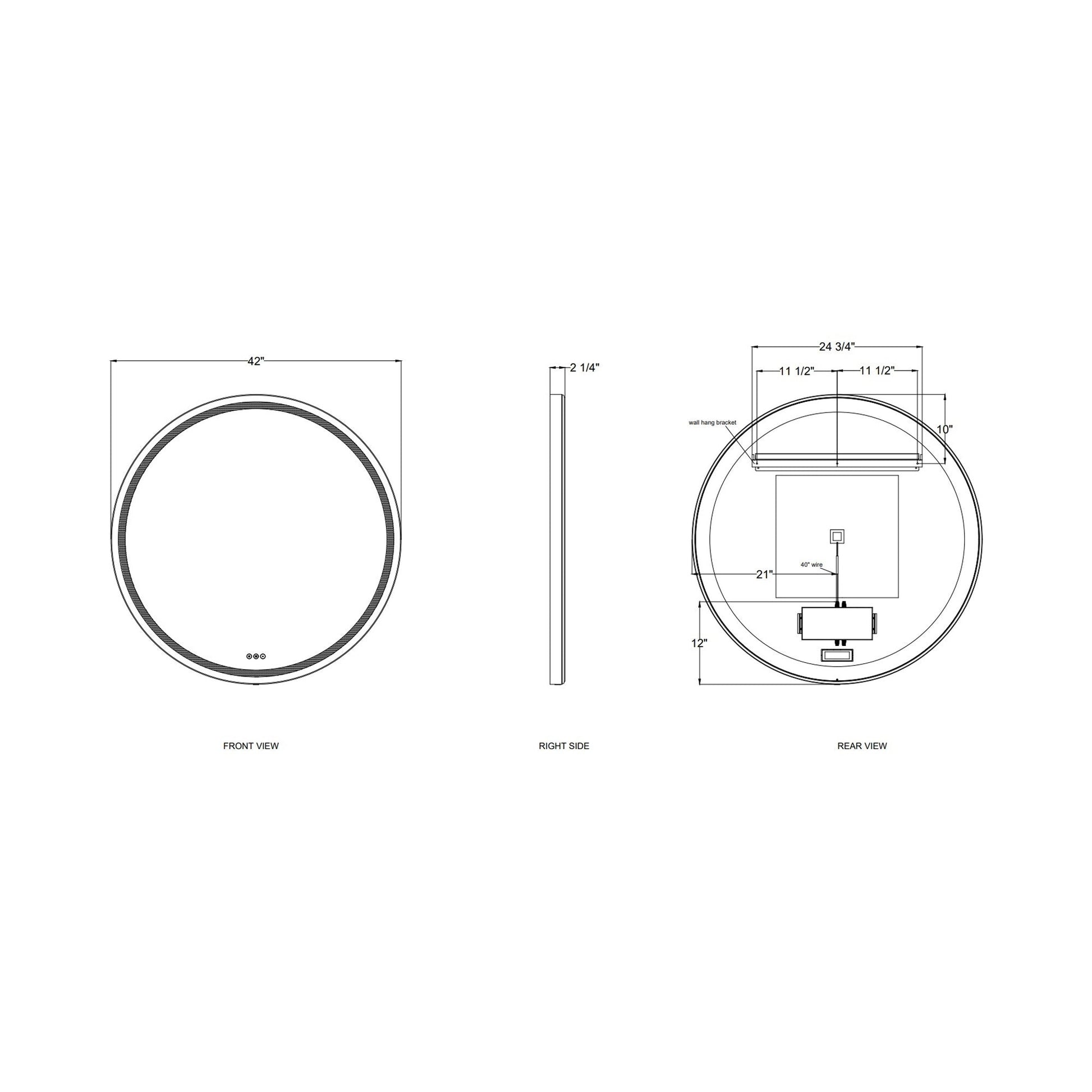 Artell Round LED Wall Light - line drawing.