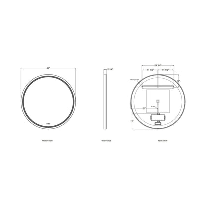 Artell Round LED Wall Light - line drawing.