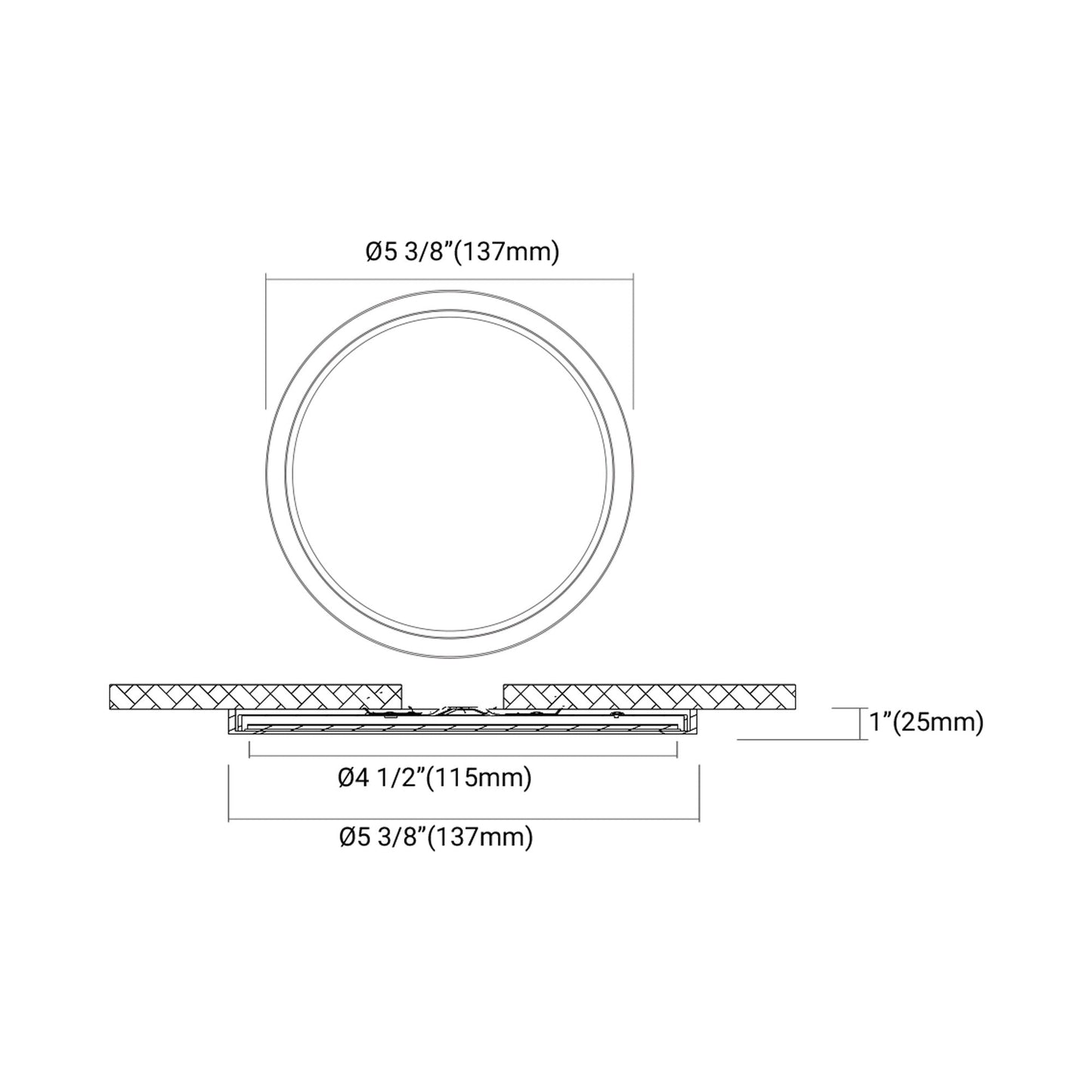 Artemis LED Flush Mount Ceiling Light - line drawing.