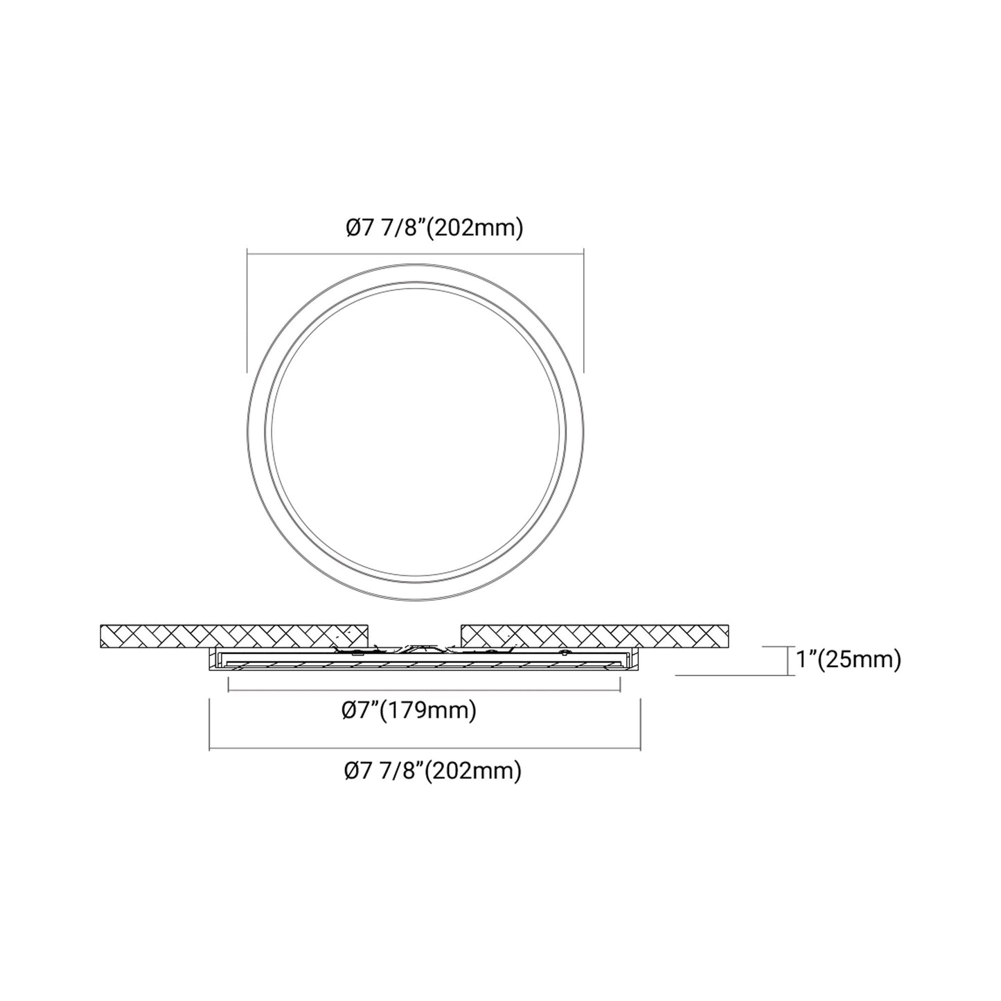 Artemis LED Flush Mount Ceiling Light - line drawing.