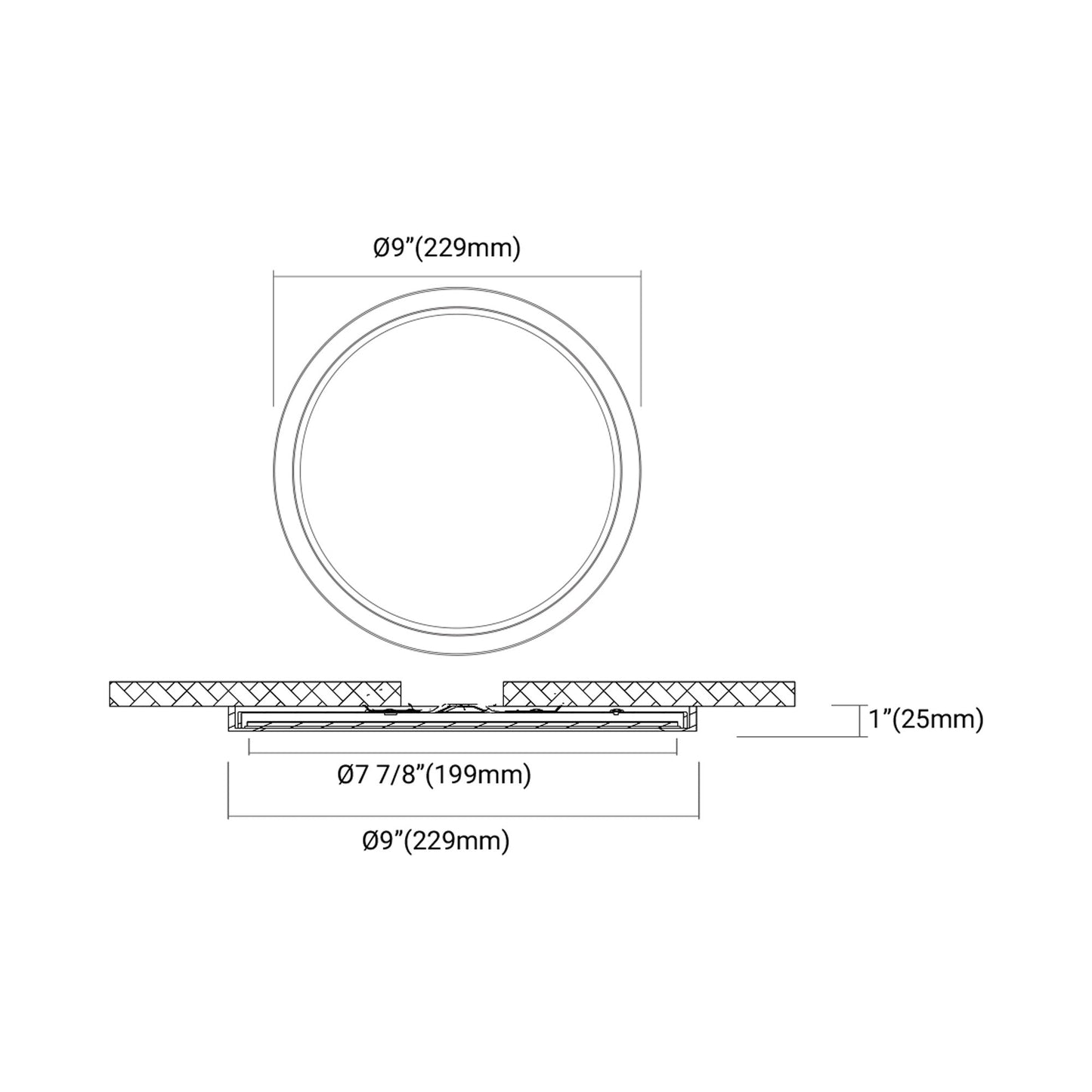 Artemis LED Flush Mount Ceiling Light - line drawing.