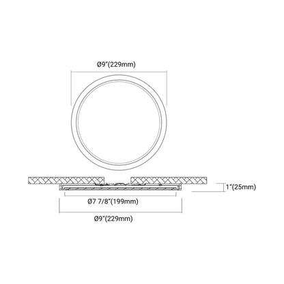Artemis LED Flush Mount Ceiling Light - line drawing.