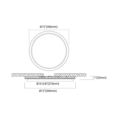 Artemis LED Flush Mount Ceiling Light - line drawing.