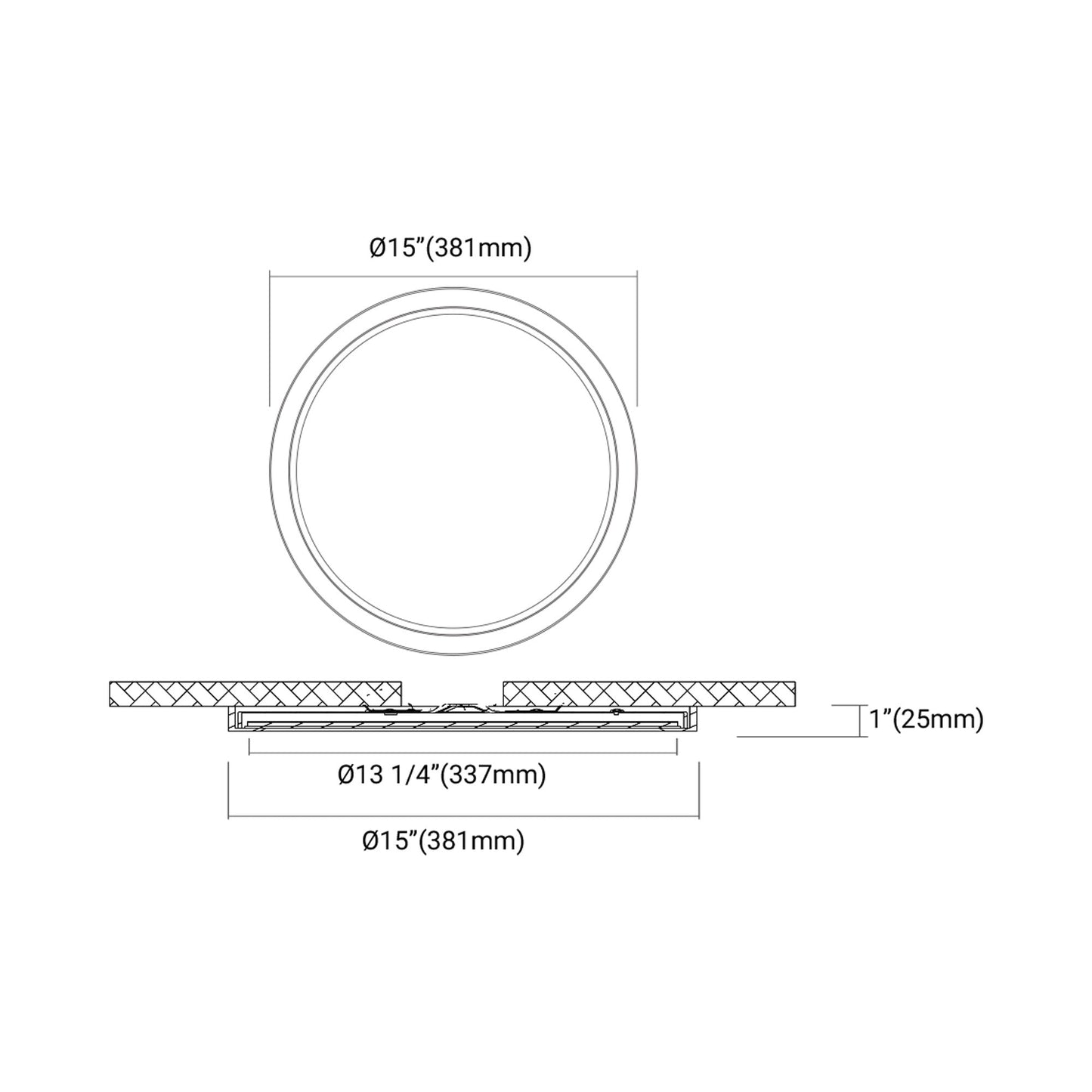 Artemis LED Flush Mount Ceiling Light - line drawing.