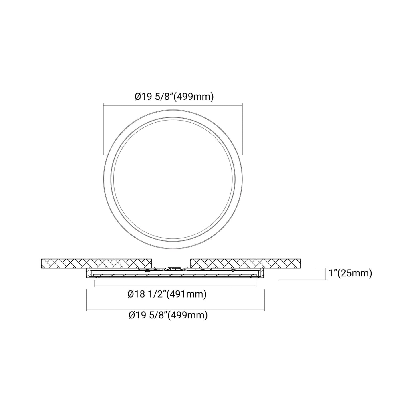 Artemis LED Flush Mount Ceiling Light - line drawing.