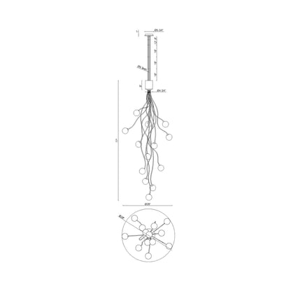 Athena LED Chandelier - line drawing.