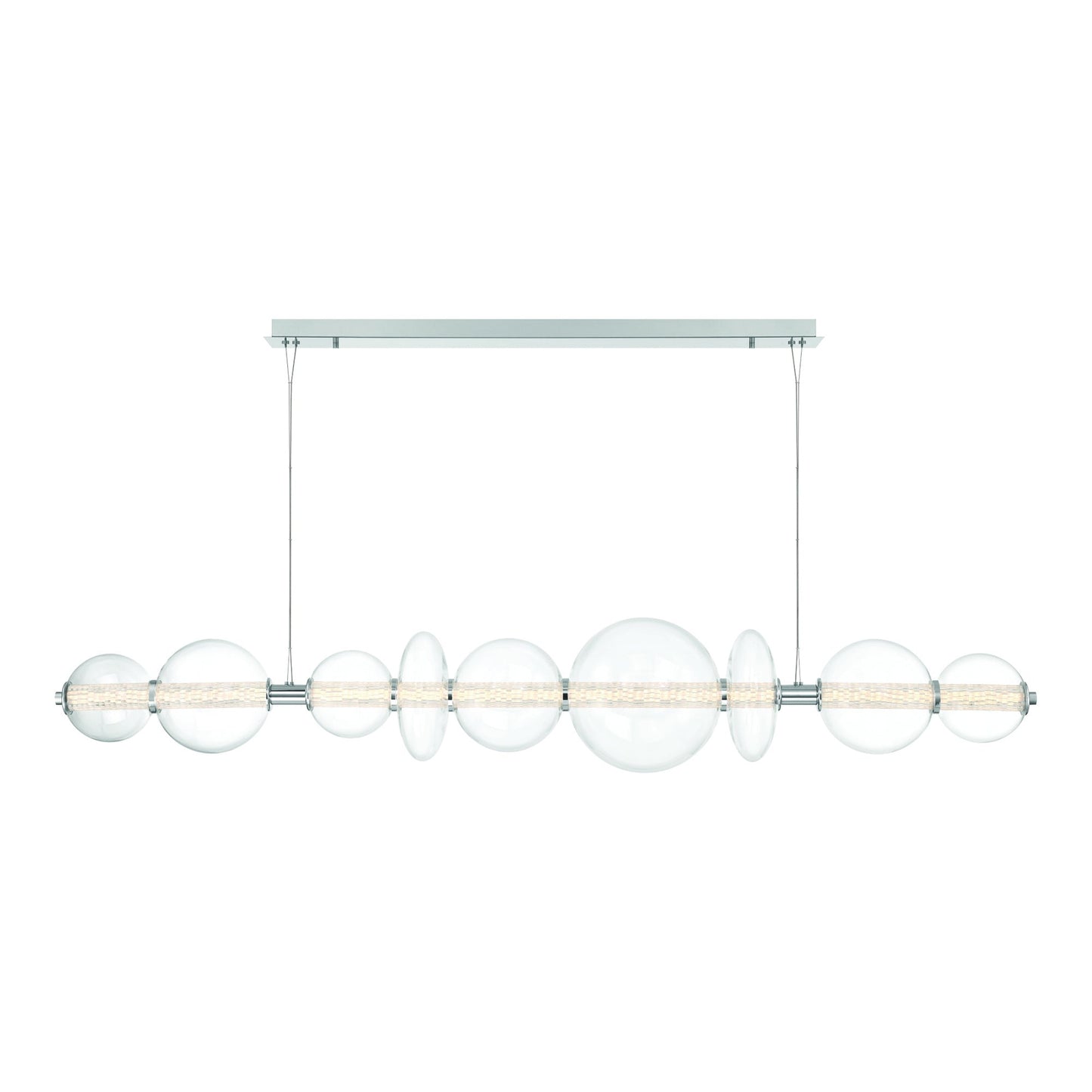 Atomo LED Chandelier in Chrome/Clear (73.5-Inch).
