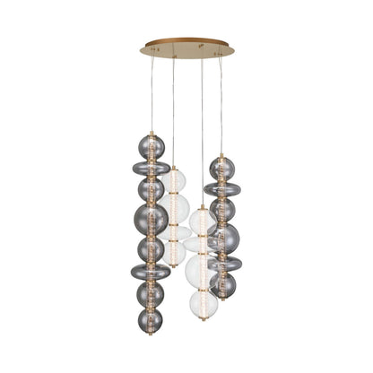 Atomo LED Multi Light Chandelier in Gold.