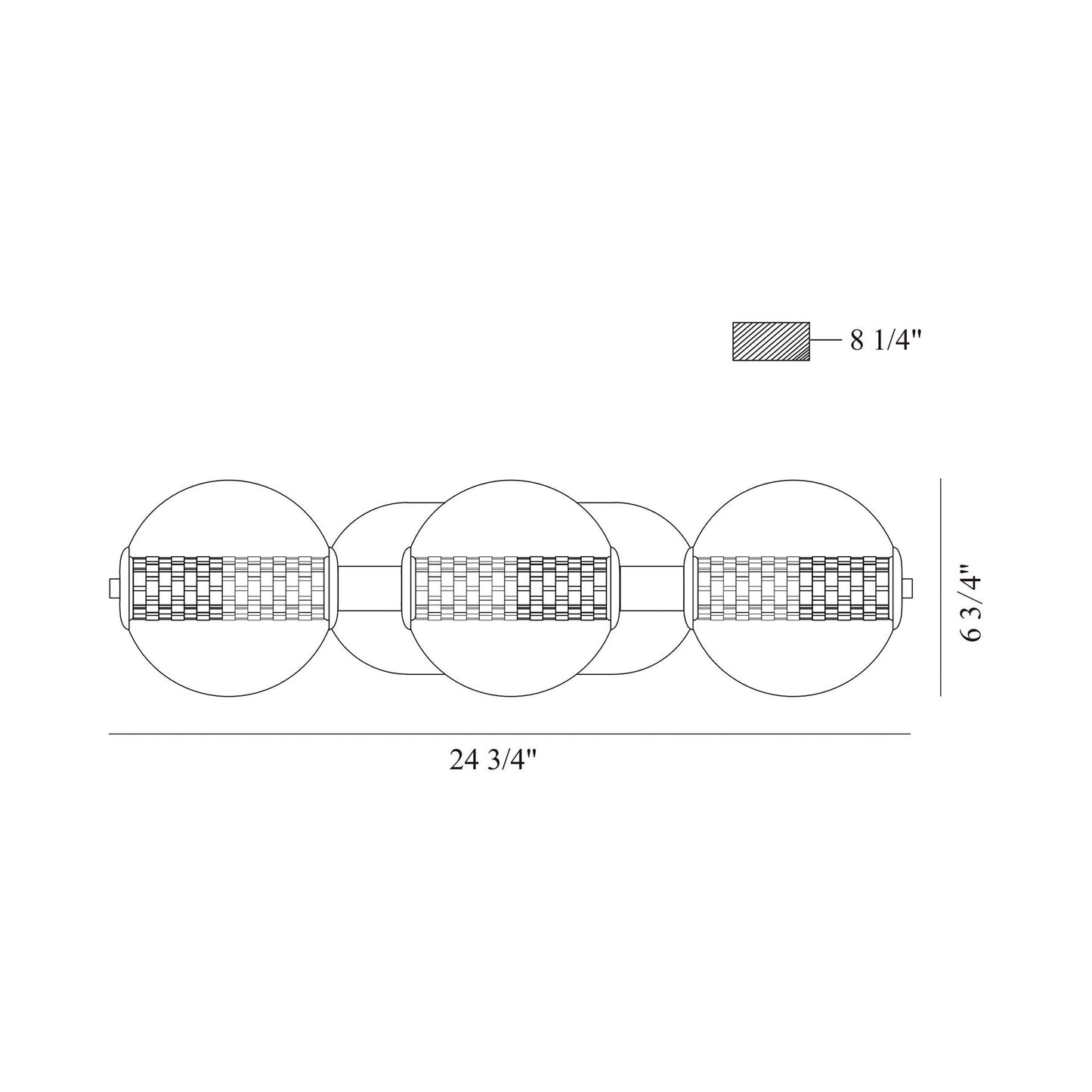 Atomo LED Wall Light - line drawing.