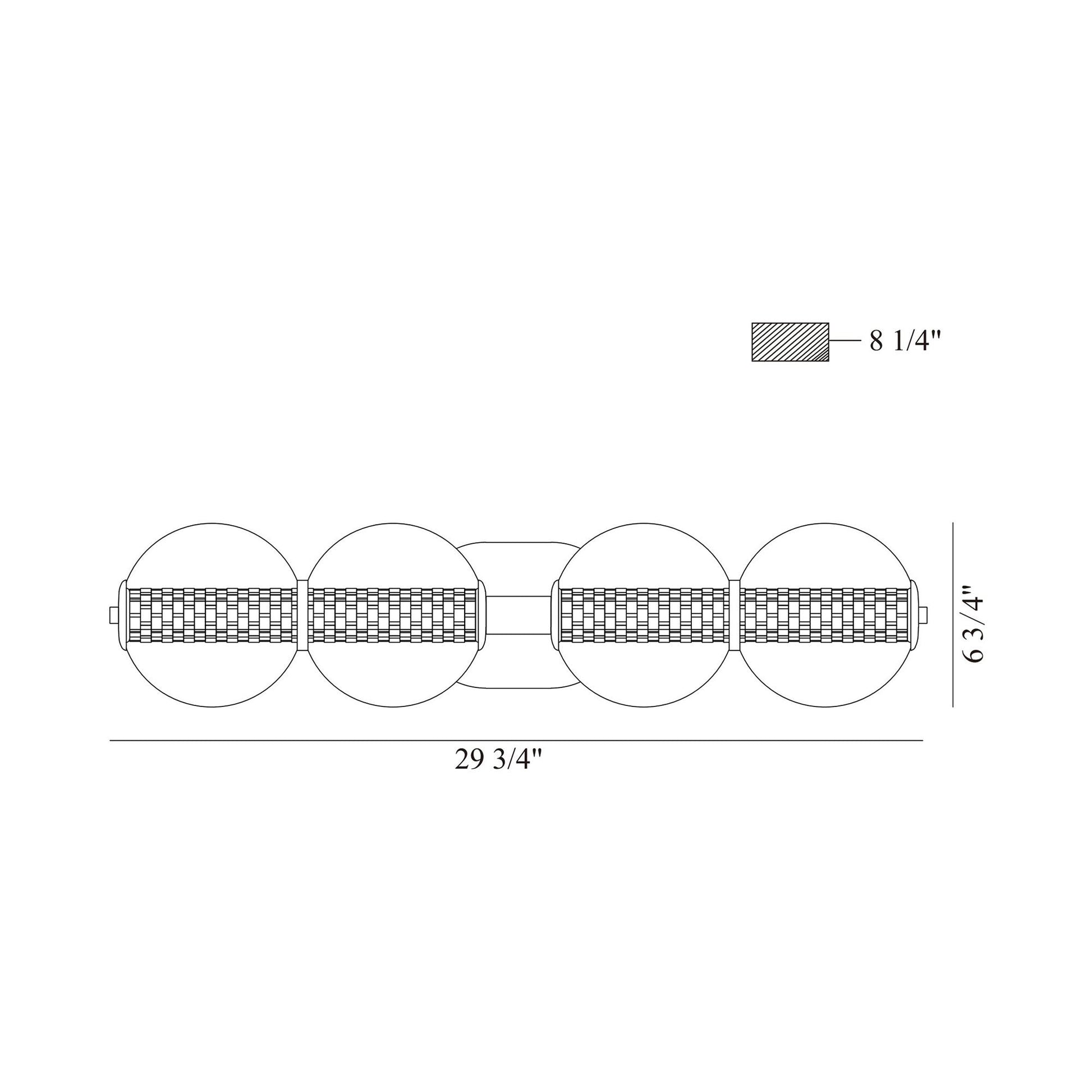 Atomo LED Wall Light - line drawing.