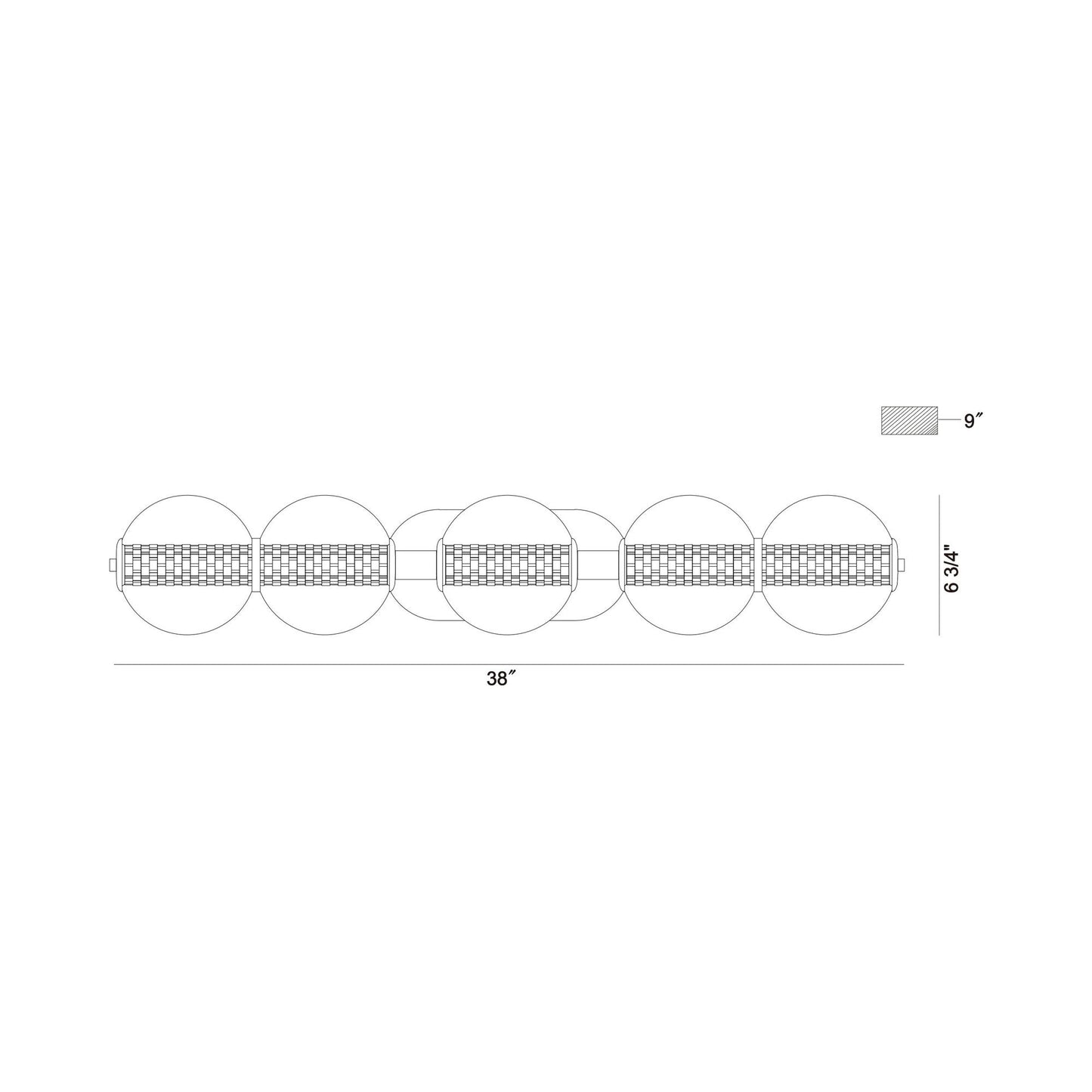 Atomo LED Wall Light - line drawing.