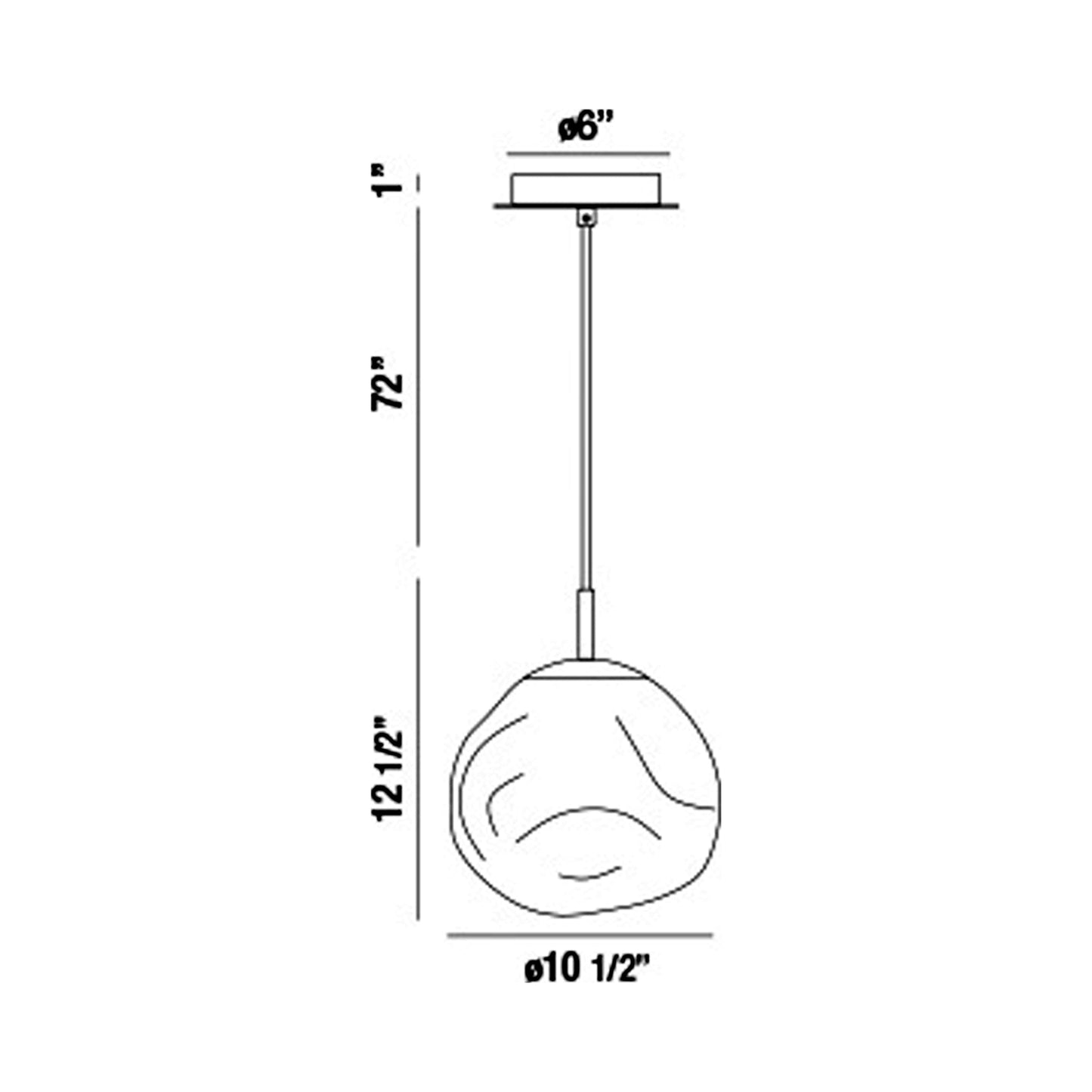 Bankwell Pendant Light - line drawing.