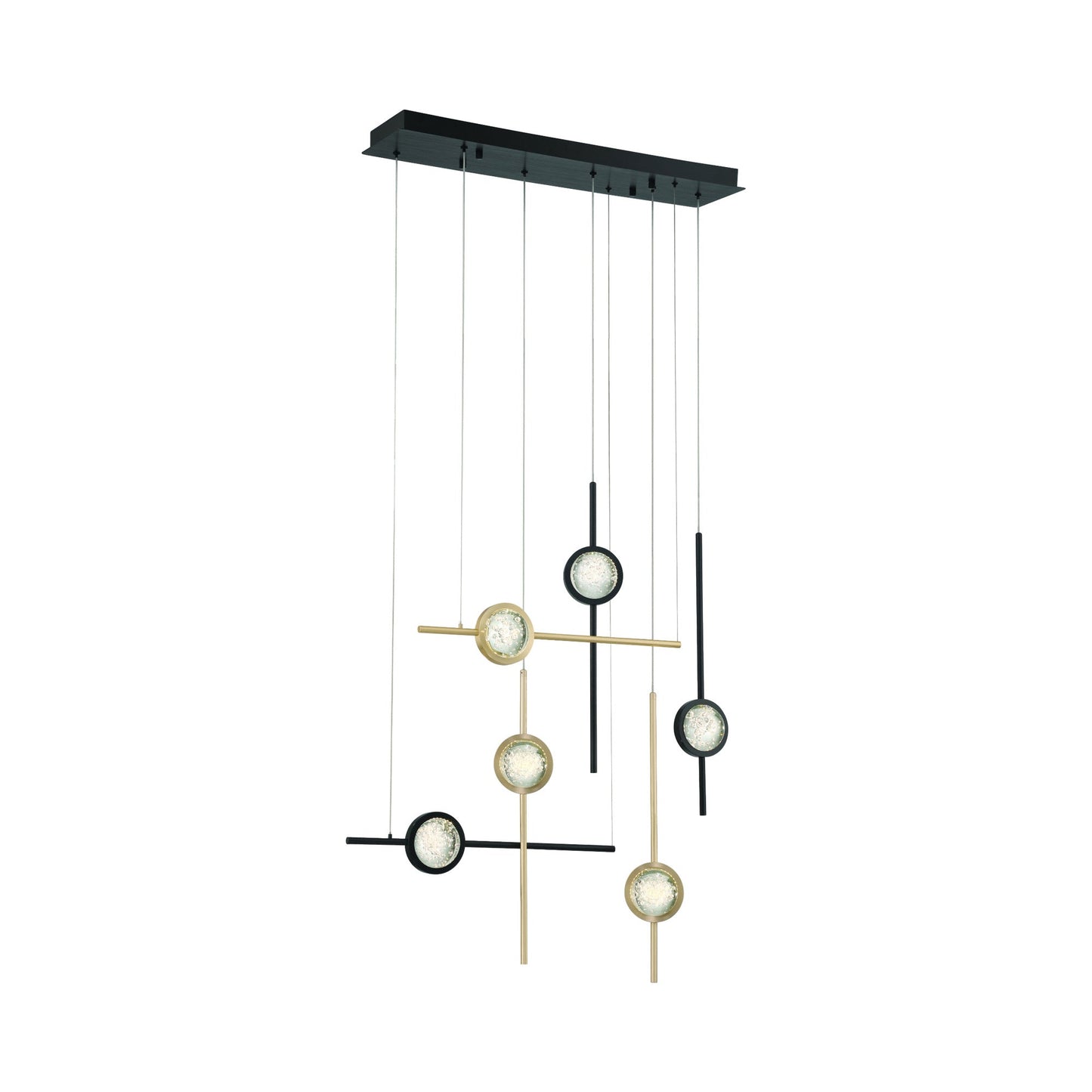 Barletta LED Linear Chandelier in Gold-Black Mix (6-Light).