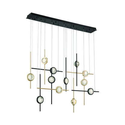 Barletta LED Linear Chandelier in Gold-Black Mix (12-Light).