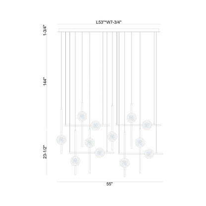 Barletta LED Linear Chandelier - line drawing.