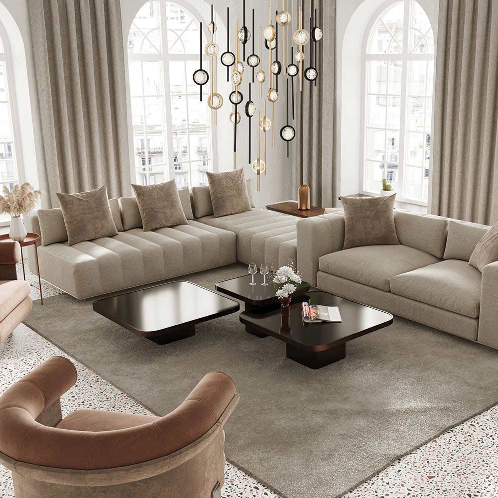 Barletta LED Multi Light Pendant Light in living room.