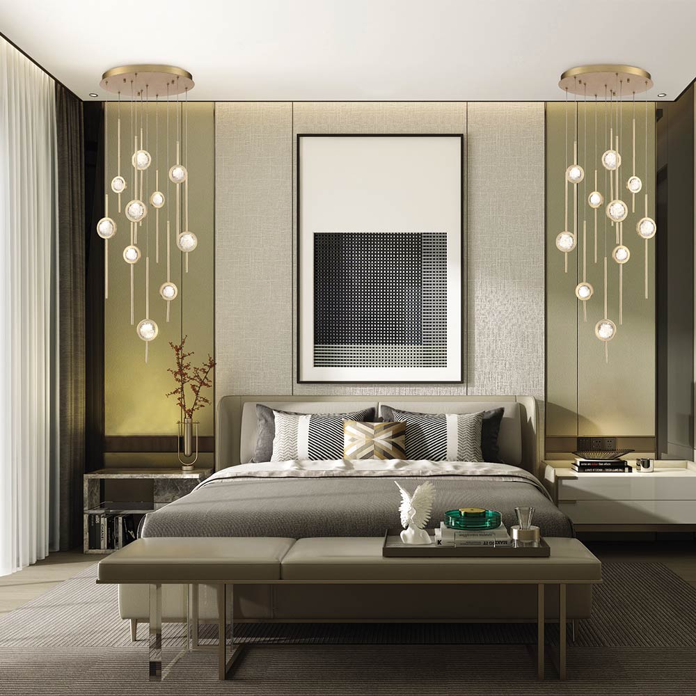 Barletta LED Multi Light Pendant Light in bedroom.