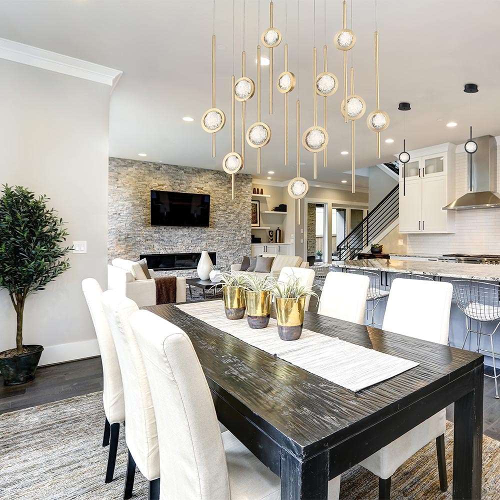 Barletta Oval LED Multi Light Pendant Light in dining room.