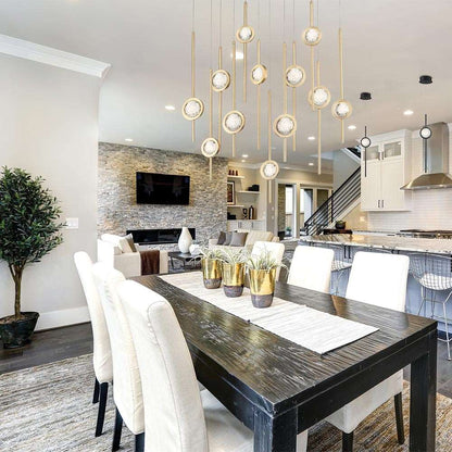 Barletta Oval LED Multi Light Pendant Light in dining room.