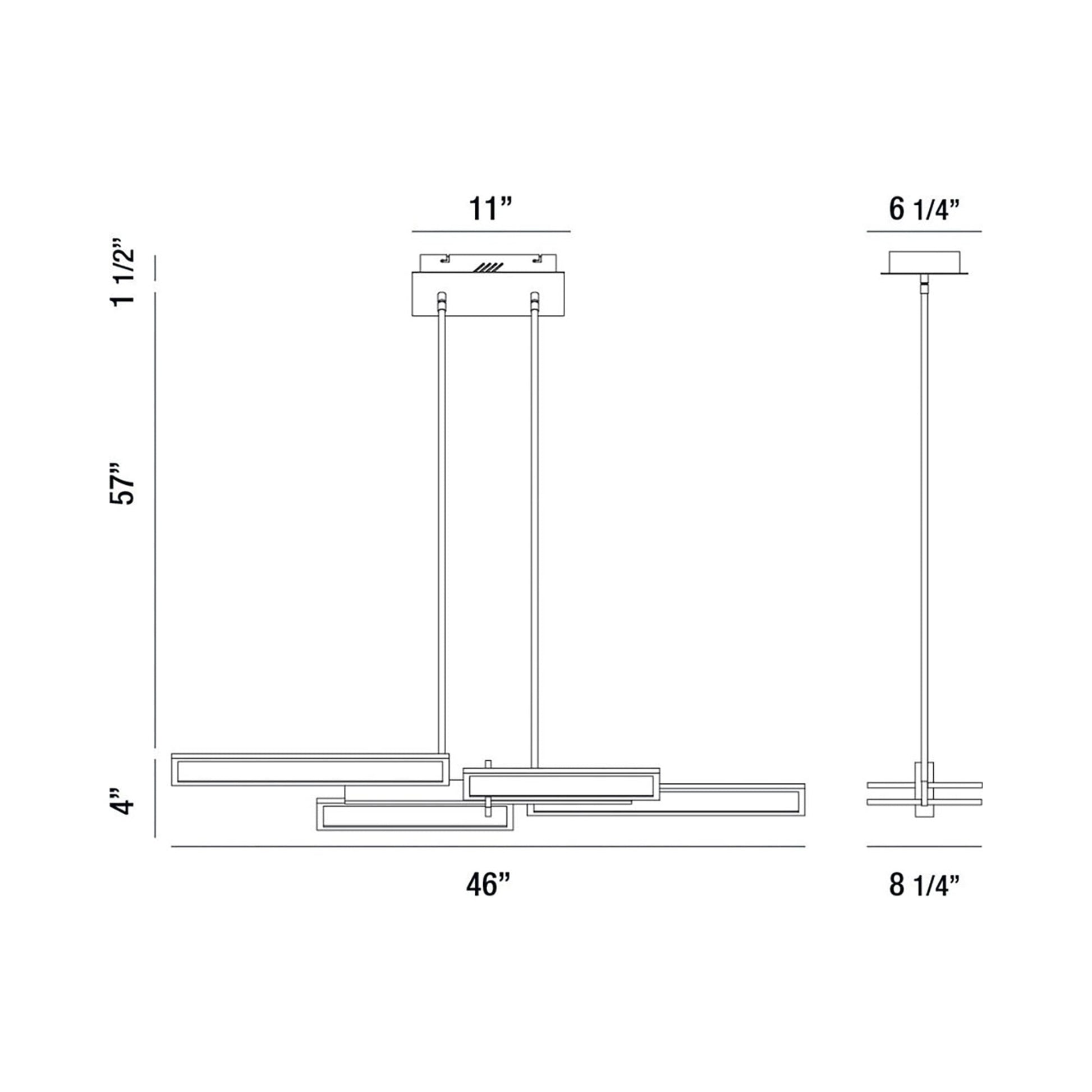 Bayswater LED Chandelier - line drawing.