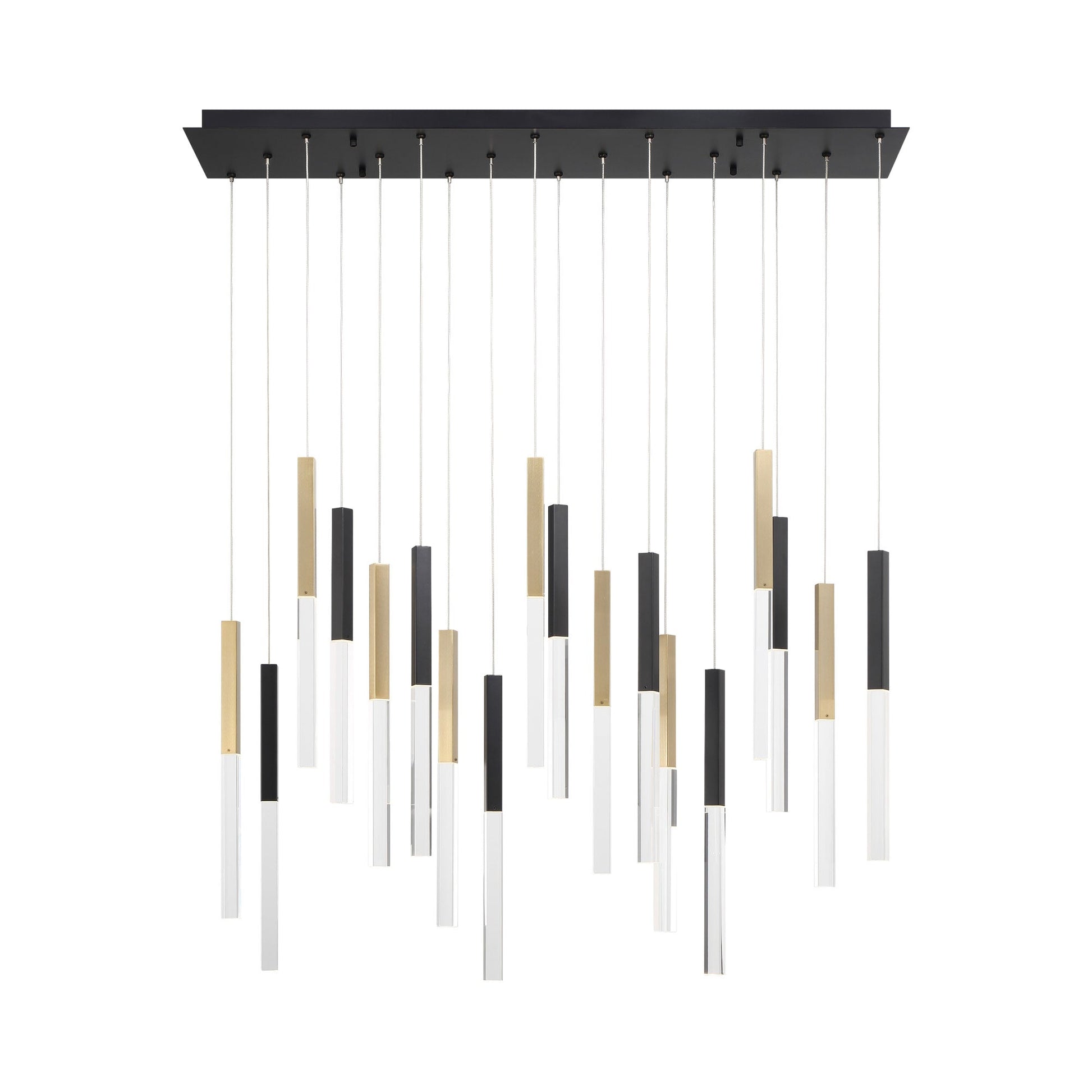 Benicio LED Rectangle Chandelier in Gold/Black.