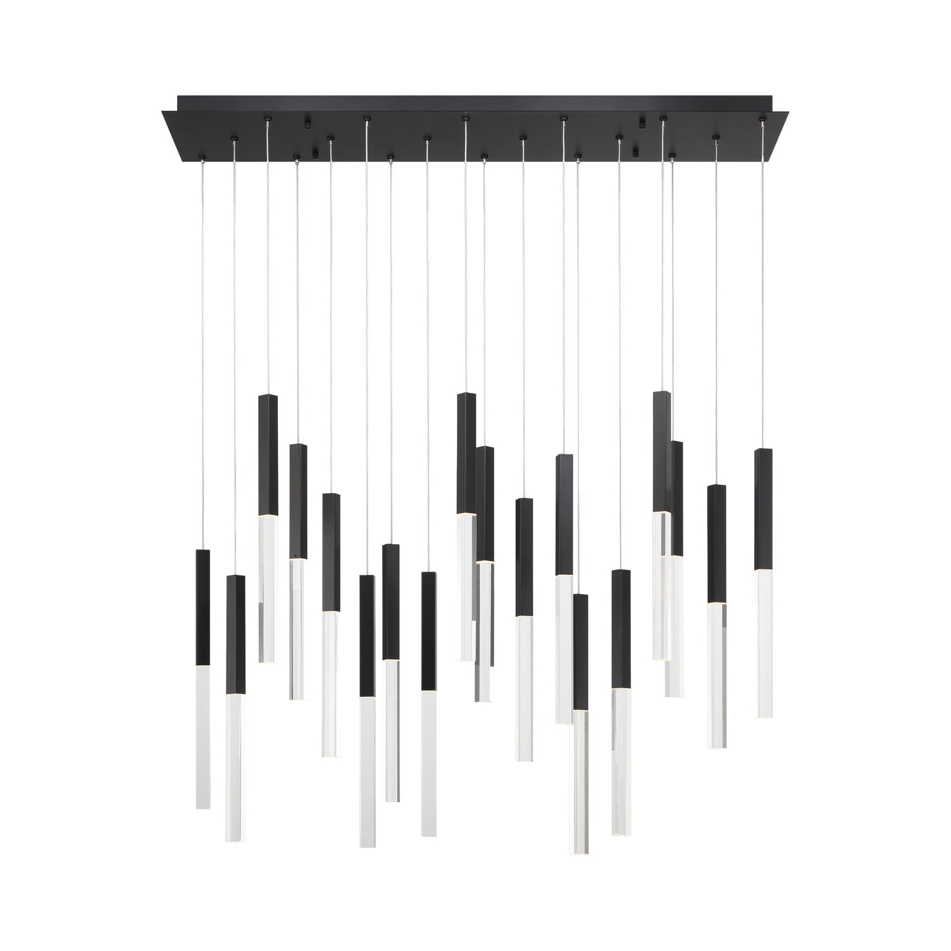 Benicio LED Rectangle Chandelier in Matte Black.