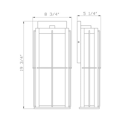 Bensa Outdoor LED Wall Light - line drawing.