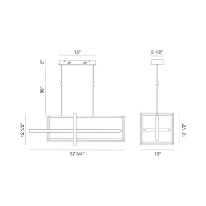 Bordo LED Linear Chandelier - line drawing.