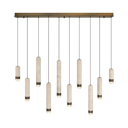 Cambre Linear LED Chandelier in Antique Brass.