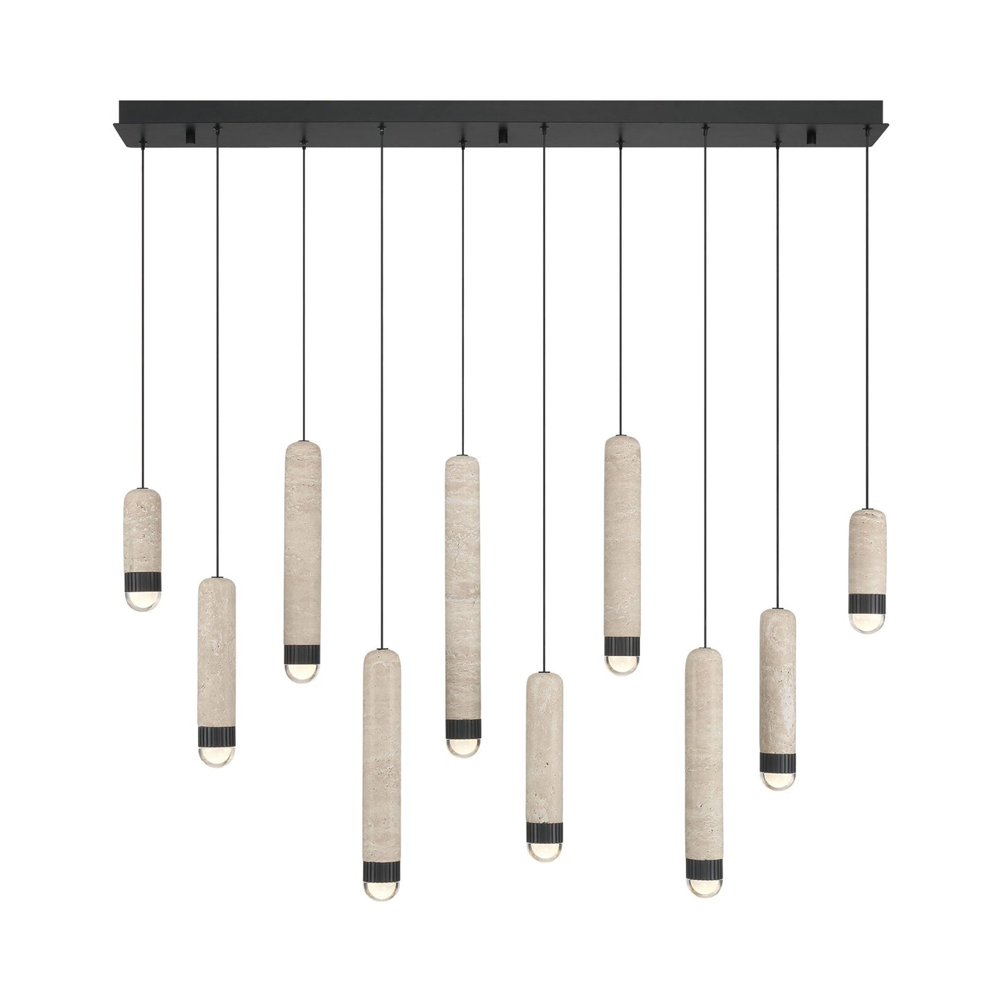 Cambre Linear LED Chandelier in Matte Black.