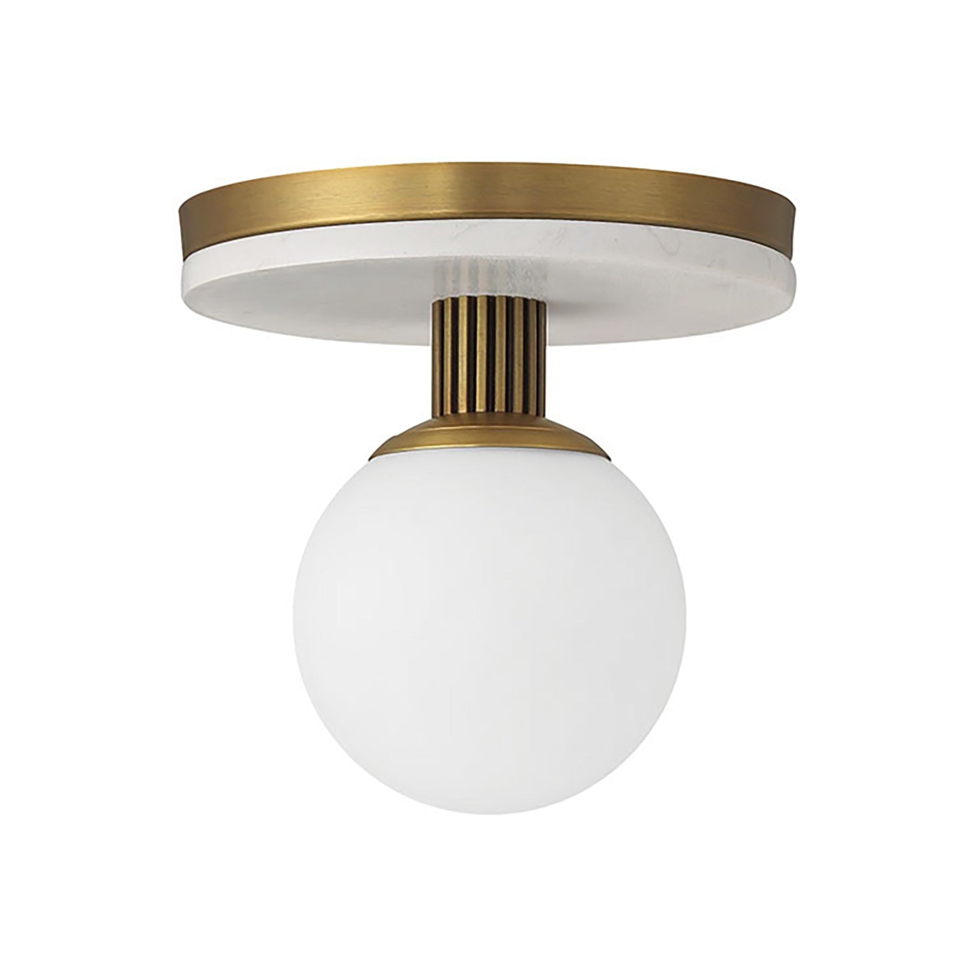 Carnagie LED Flush Mount Ceiling Light in Antique Brass (8-Inch).