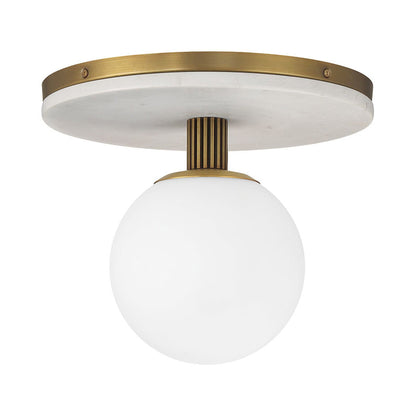 Carnagie LED Flush Mount Ceiling Light in Antique Brass (12-Inch).
