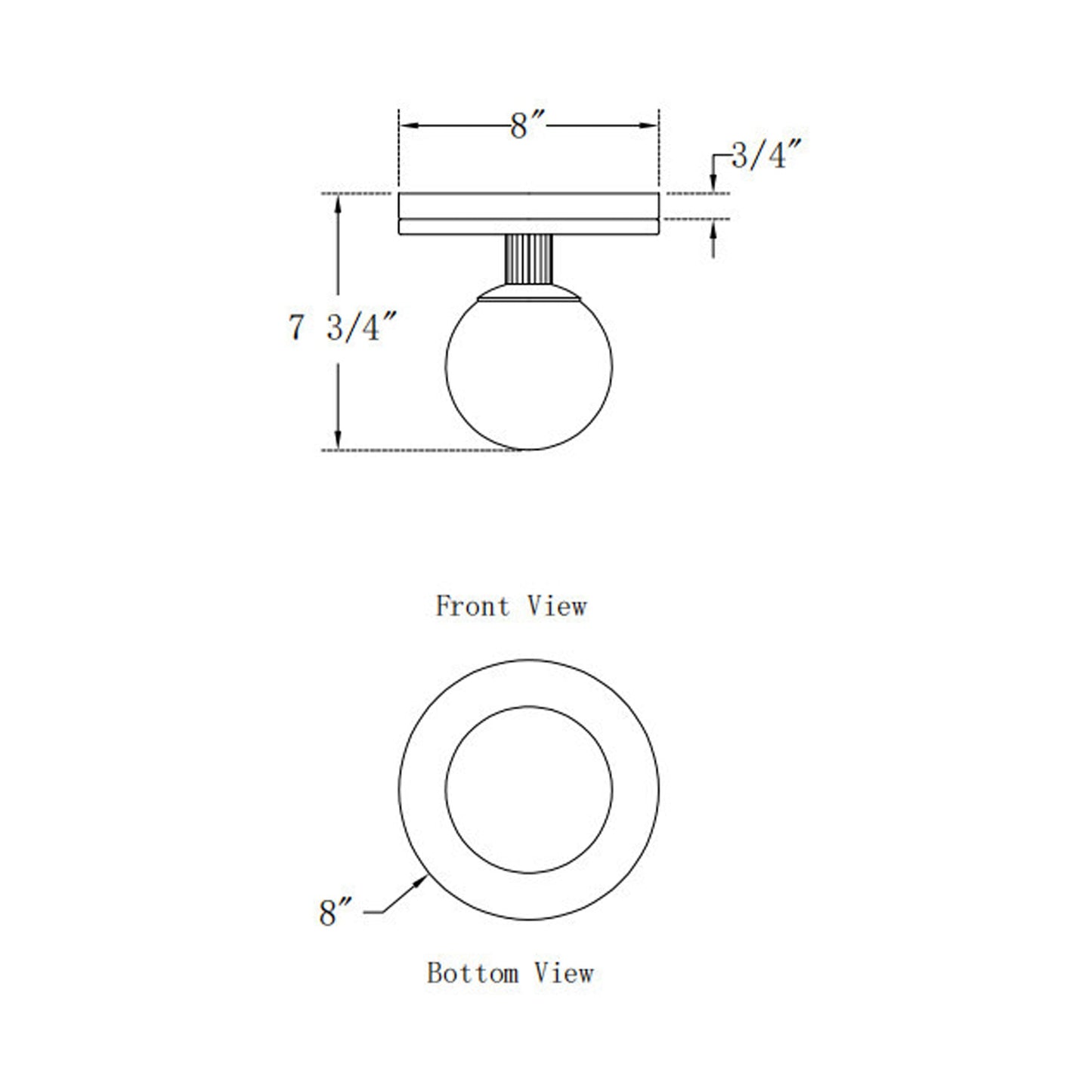 Carnagie LED Flush Mount Ceiling Light - line drawing.