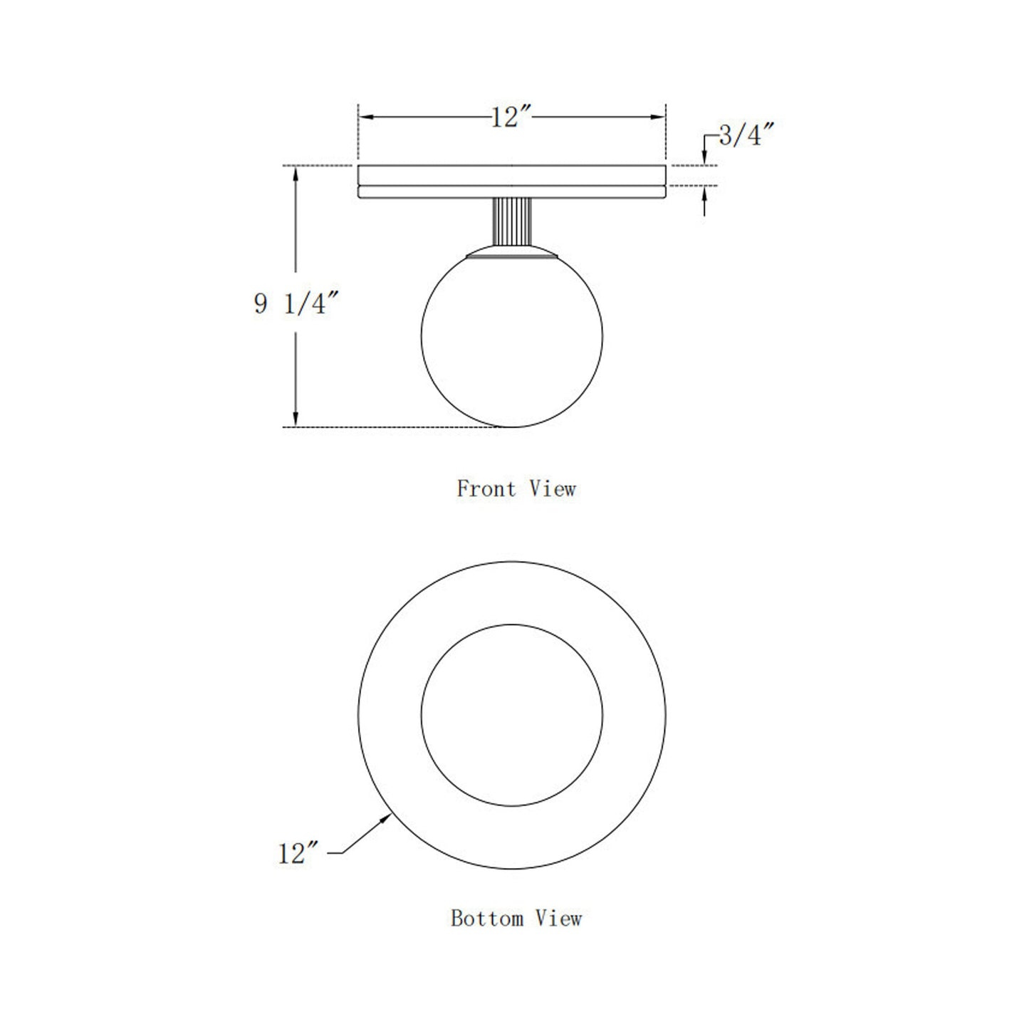Carnagie LED Flush Mount Ceiling Light - line drawing.