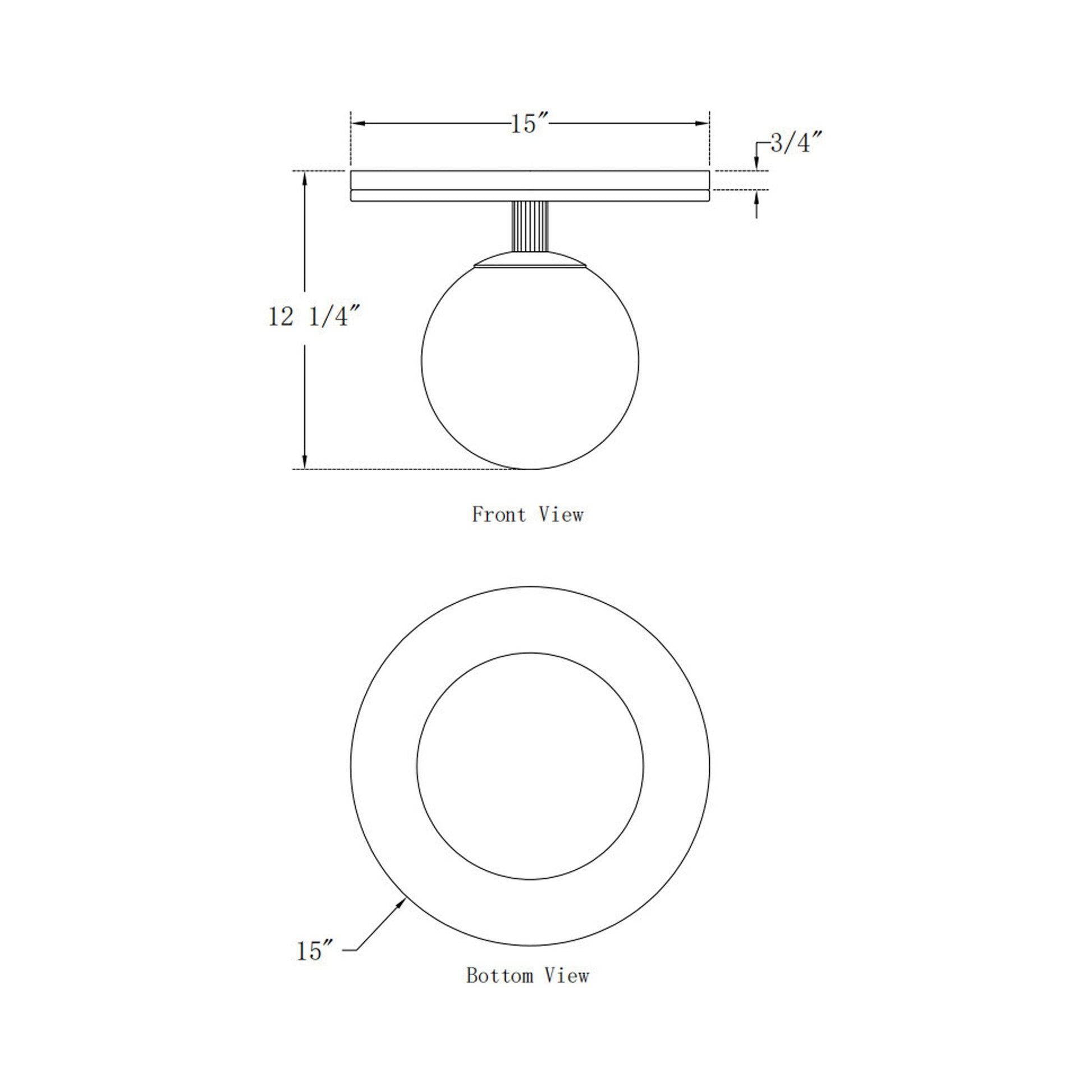 Carnagie LED Flush Mount Ceiling Light - line drawing.
