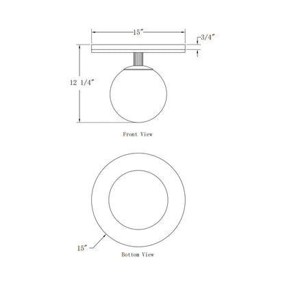 Carnagie LED Flush Mount Ceiling Light - line drawing.