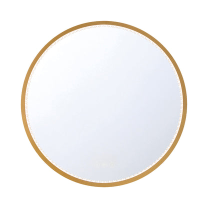 Cerissa Round LED Wall Mirror in Gold.