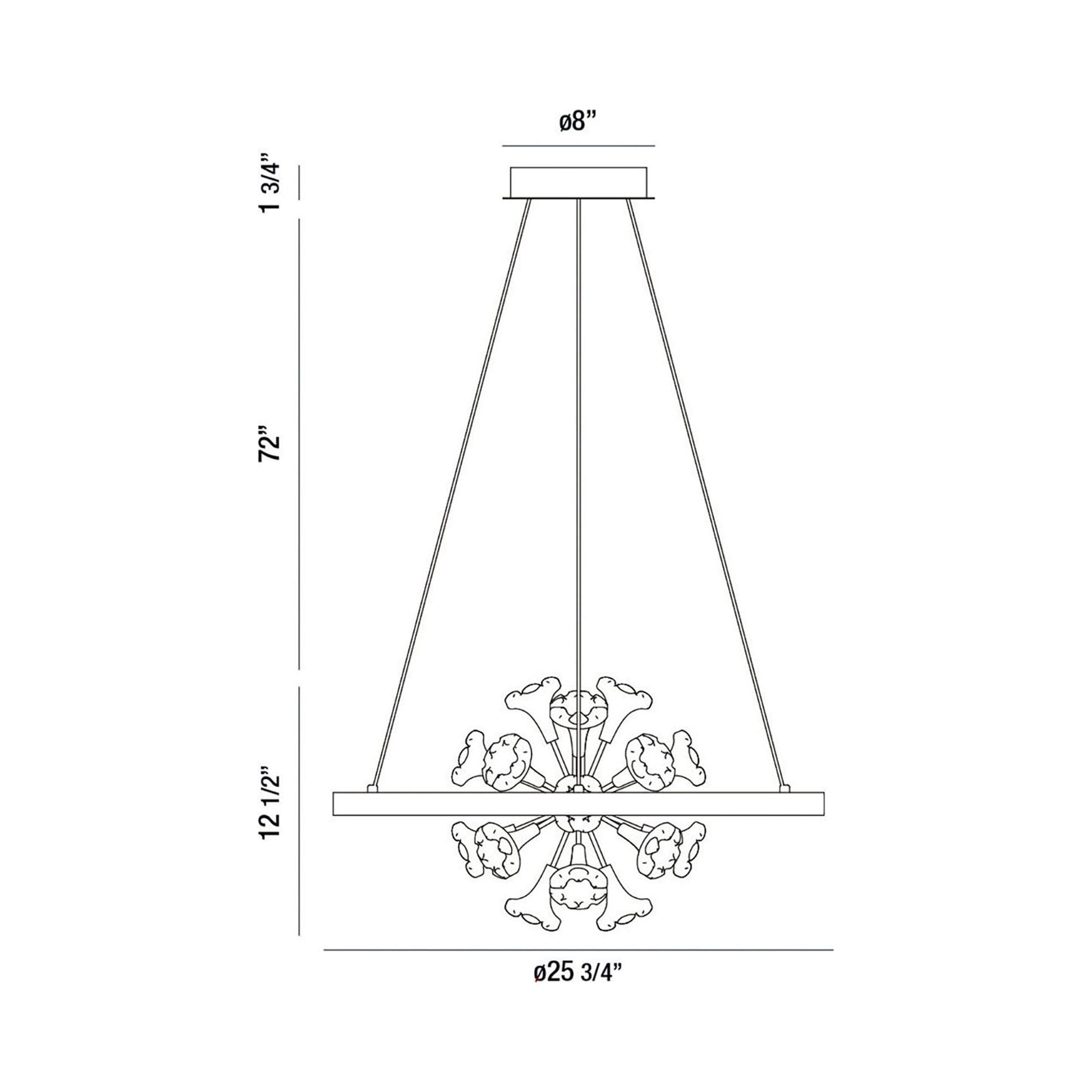 Clayton LED Chandelier - line drawing.