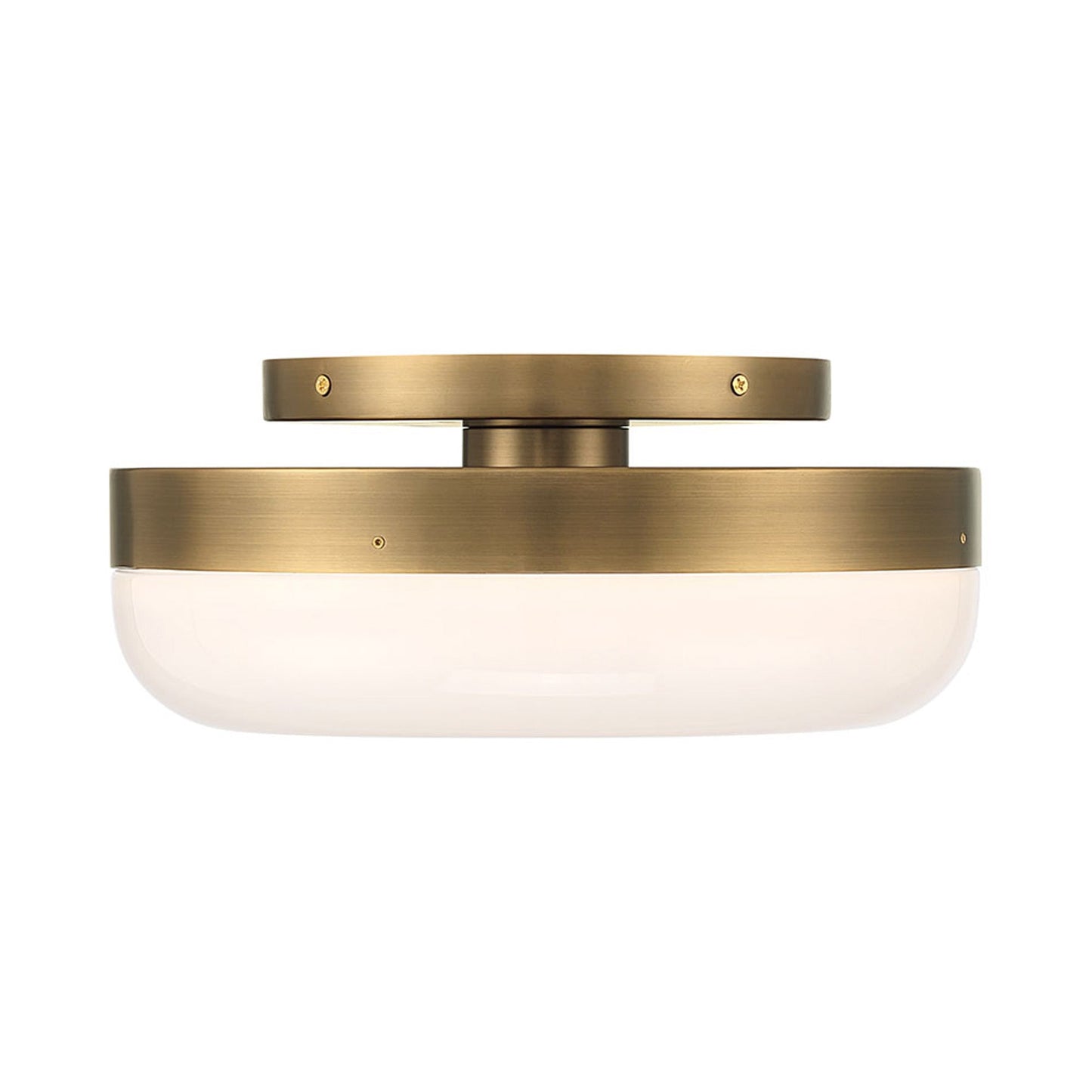 Clayton LED Flush Mount Ceiling Light in Antique Brass (12-Inch).