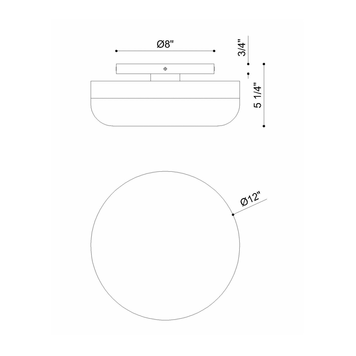 Clayton LED Flush Mount Ceiling Light - line drawing.