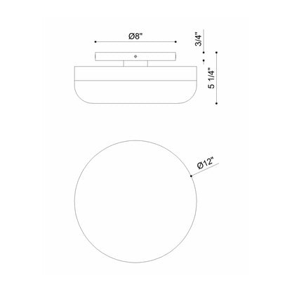Clayton LED Flush Mount Ceiling Light - line drawing.