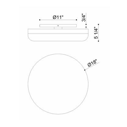 Clayton LED Flush Mount Ceiling Light - line drawing.
