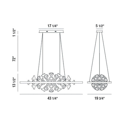 Clayton LED Linear Chandelier - line drawing.